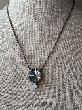 Sabika Grey Stone Gem Opalite Pendant Necklace W2016 Vintage